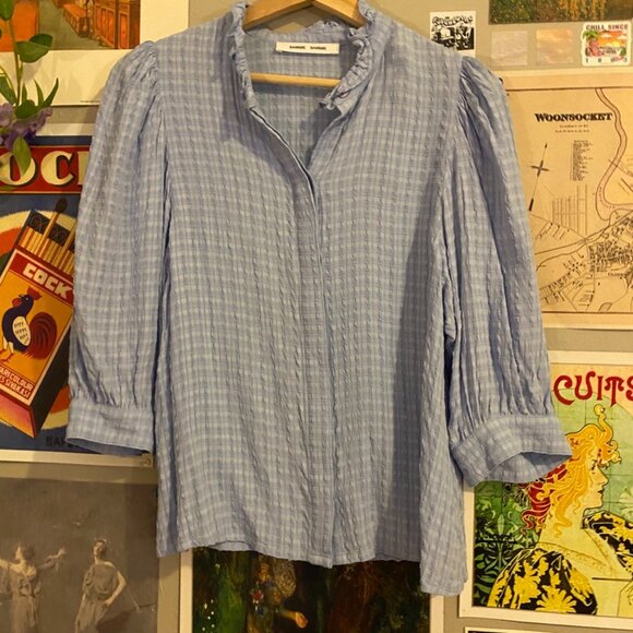 Samsoe Samsoe Light Blue "Camisa Mesji" Top - Picture 6 of 9